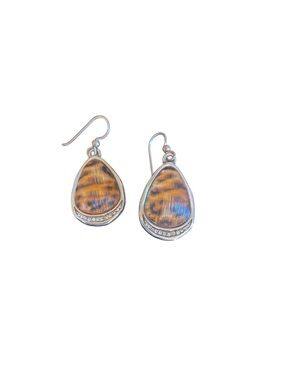 Brighton Trinity Leopard Sterling Silver Teardrop Earrings with Brown Tiger Eye